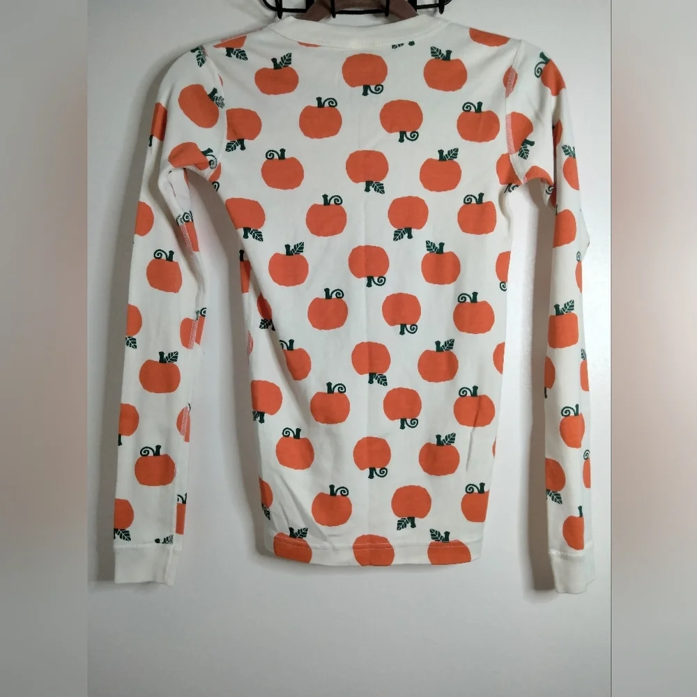 Hanna Anderson (Size 14) Kids Multicolored Orange Pumpkin Print (2PC) Pajama Set